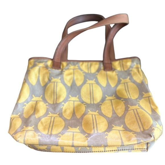 Fossil Key-Per Leather & Coated Canvas Ladybug Print Tote Shoulder Bag - Picture 9 of 12